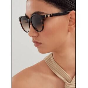 Gucci Double G Marmont Sunglasses Cat Eye Gradient Havana Brown Logo GG0636SK